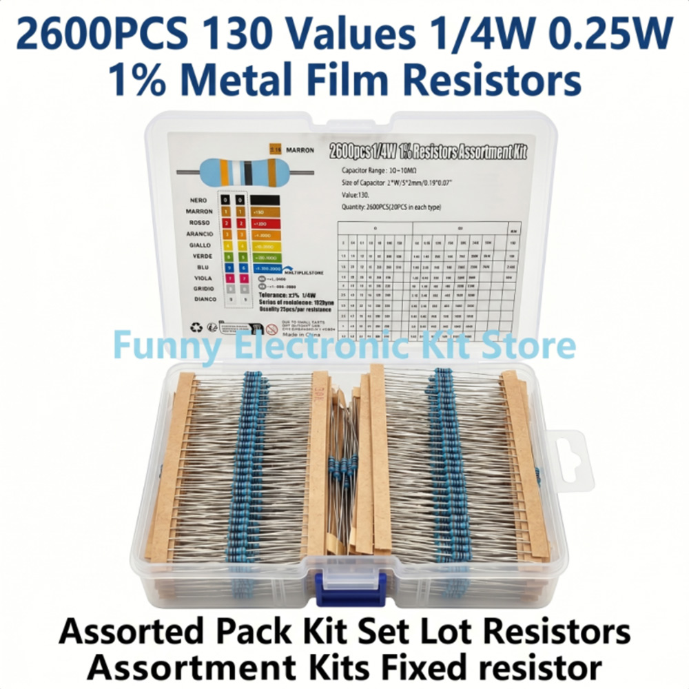 Diy Electronics Tool Kit - Набор металлических пленочных резисторов, 2600 шт.,